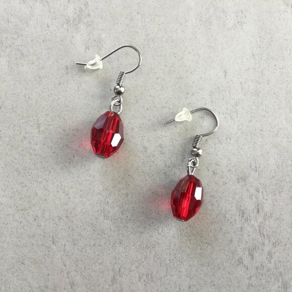 Romantic Red & Charcoal Bead Necklace and Earrings Set - Picture 2 of 6